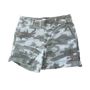 Gap Girlfriend High Waist 5" Military‎ Camo Green Shorts 6 Preppy GorpCore Y2K